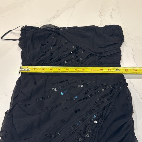 DVF Garvin Embellished Strapless Mini Dress | Black Sequin Silk | Size 2 - Picture 9 of 13